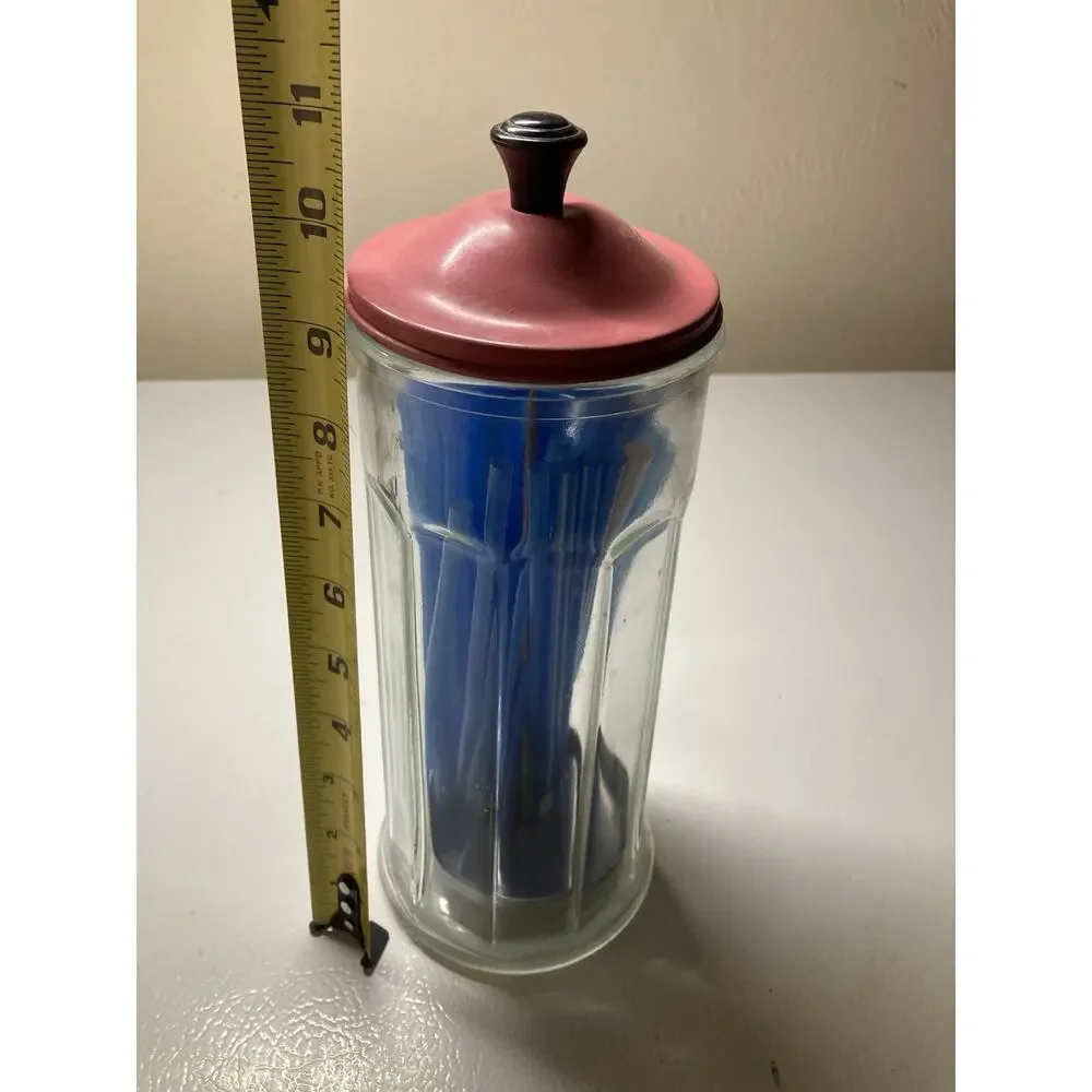 Vtg. Soda Fountain Straw Dispenser/Holder...Thick Clear Glass...11